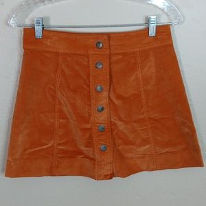 Madewell Velveteen A-Line Mini Skirt: Button-Front Edition Size 0